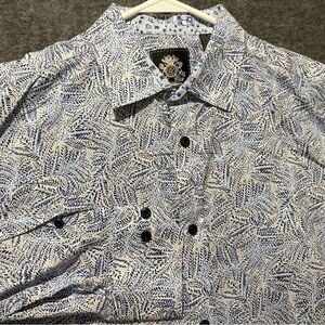 English Laundry Shirt Mens M floral patterned button up blue white Hawaiian